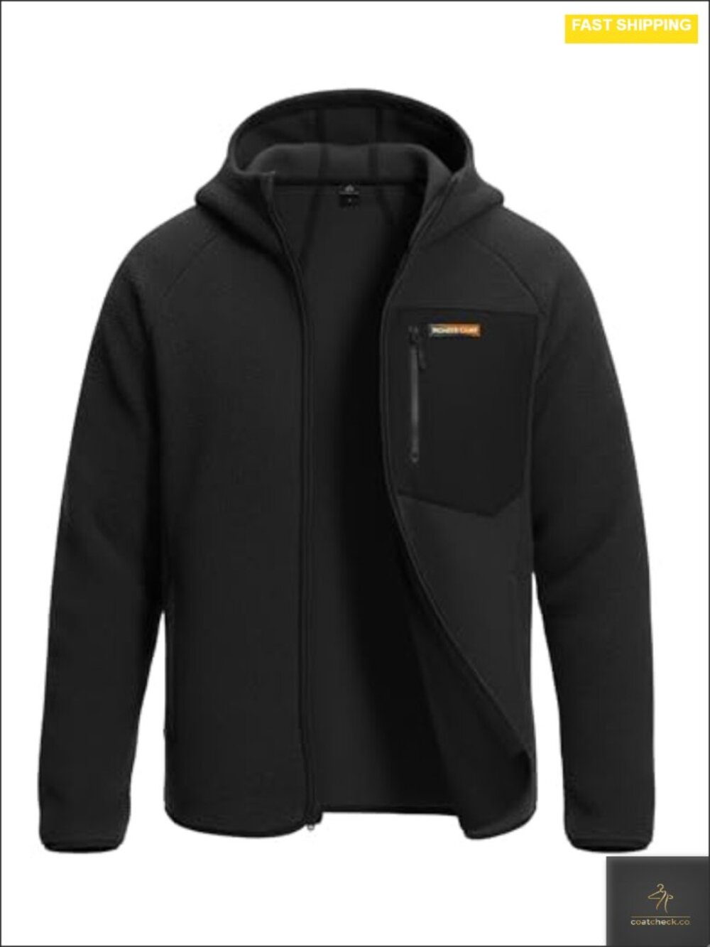 Men's Sherpa Fleece Full Zip Hooded Jacket Heavyweight Hiking Winter